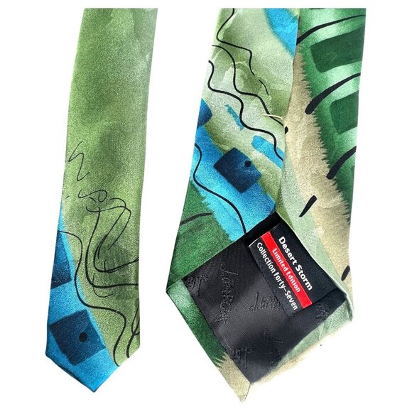 Jerry Garcia Silk Tie Blue Green Desert Storm Limited ED Collection 47 Abstract - Picture 7 of 11